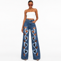 Heart Cutout Wide-Leg Denim Jeans-Statement High Waist Streetwear Pants
