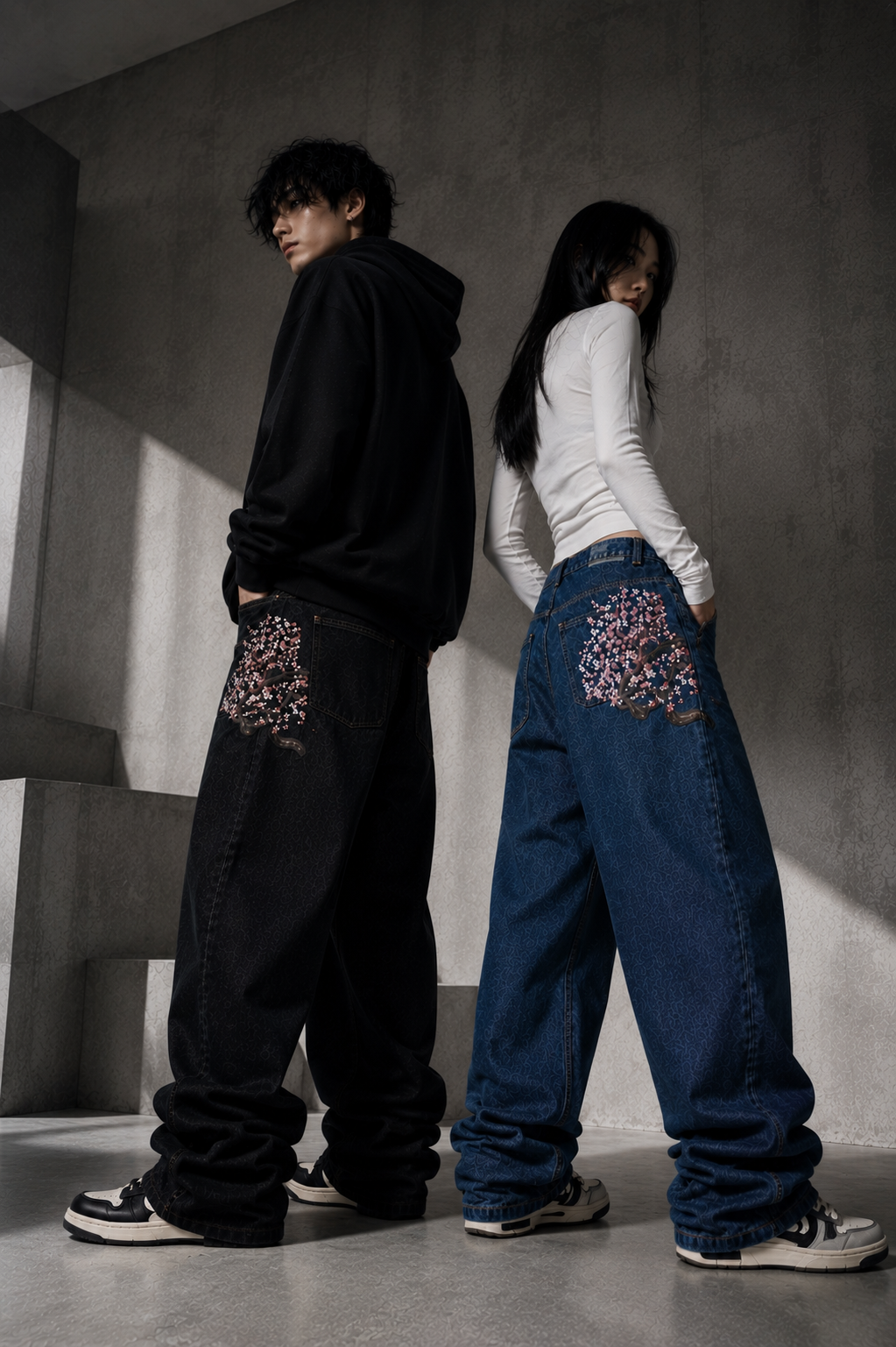 SJ Unisex Sakura Noir Denim