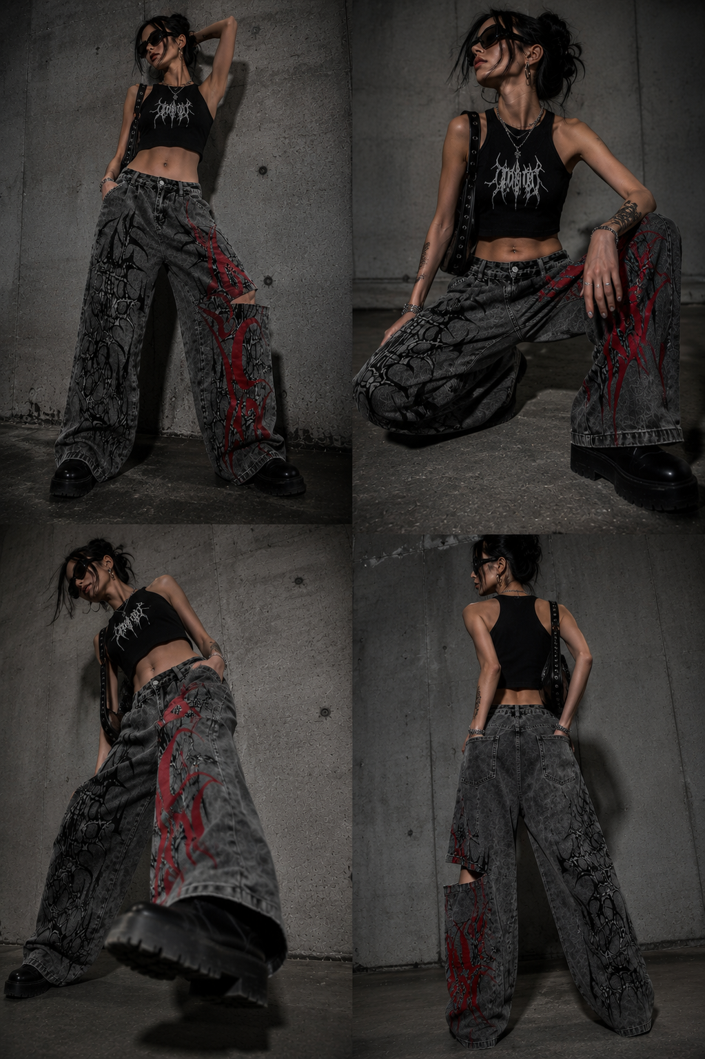 Sj Crimson Chaos Split-Leg Denim Jeans