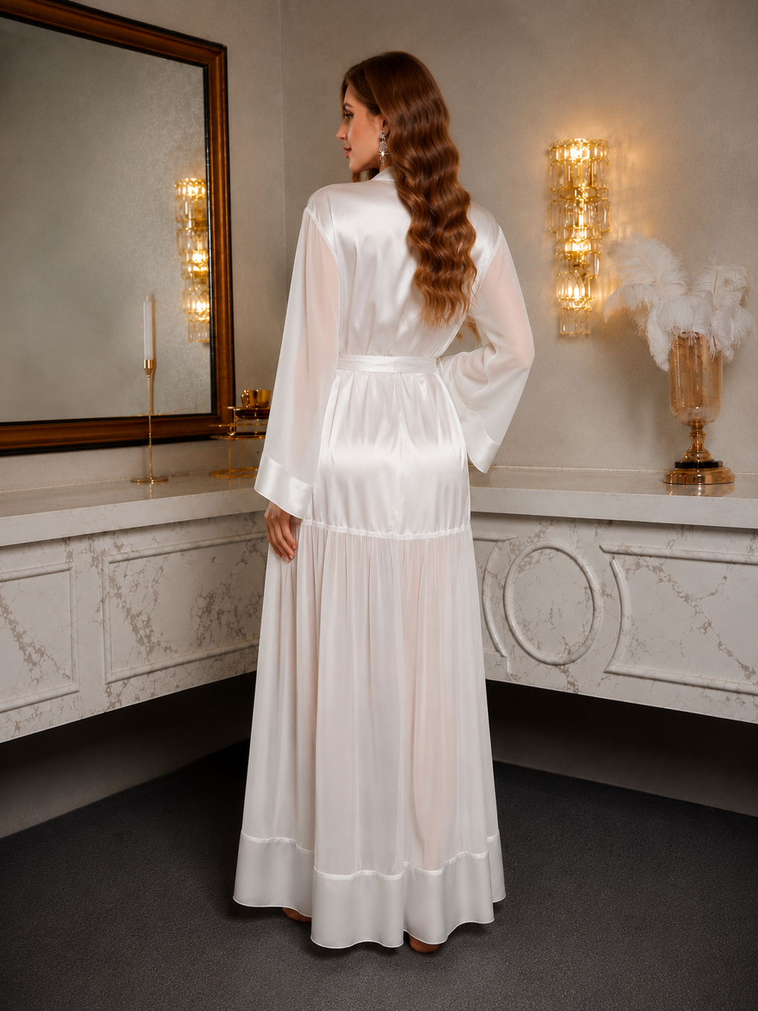 SJ Elegant Satin Long Robe- Moonlight Collection