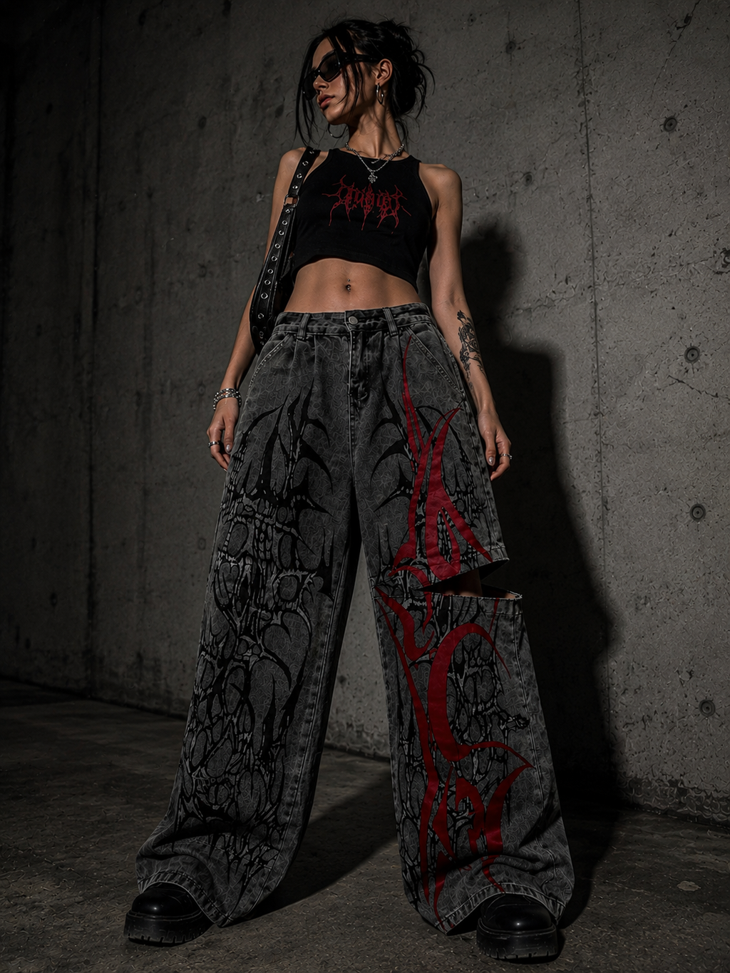 Sj Crimson Chaos Split-Leg Denim Jeans