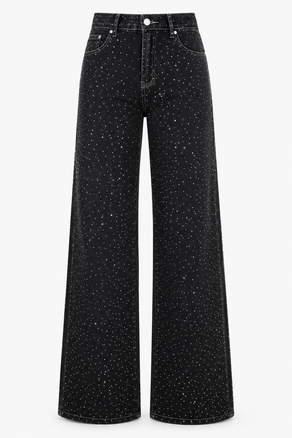 SJ Starlight Rhinestone Wide-Leg Denim Jeans