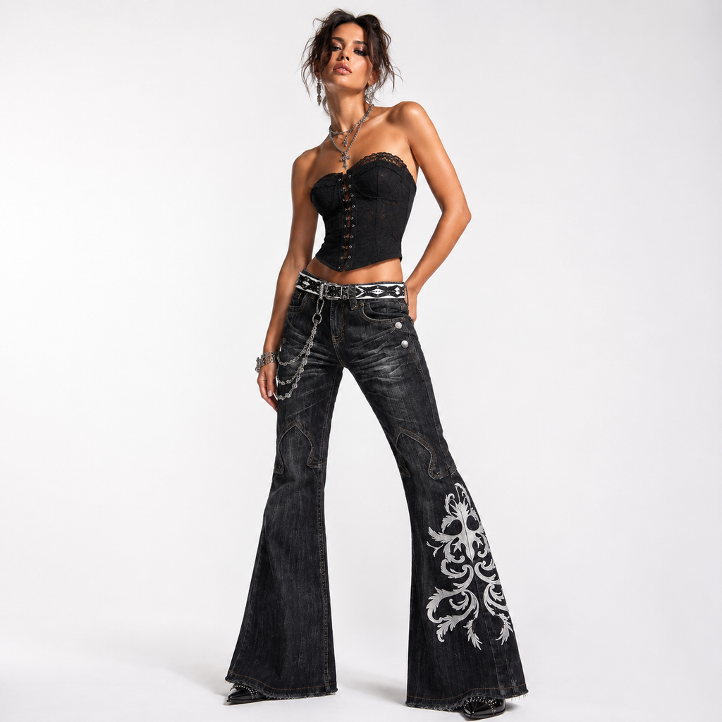 SJ Noir Rebellion Flare Jeans