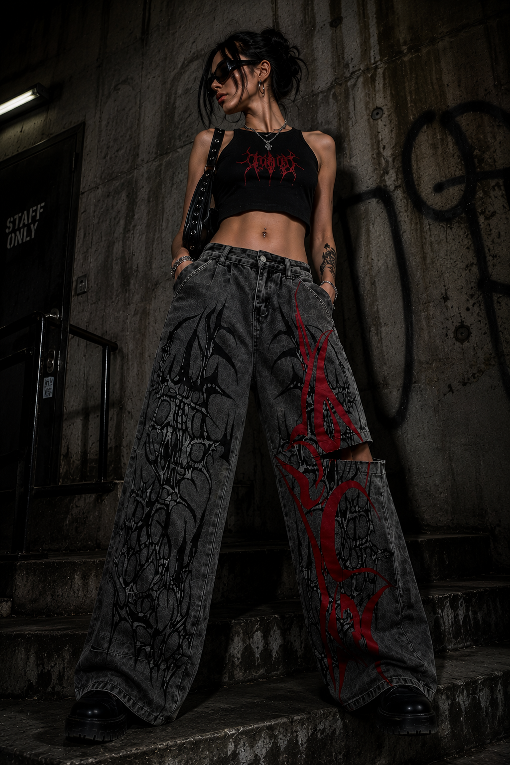 Sj Crimson Chaos Split-Leg Denim Jeans