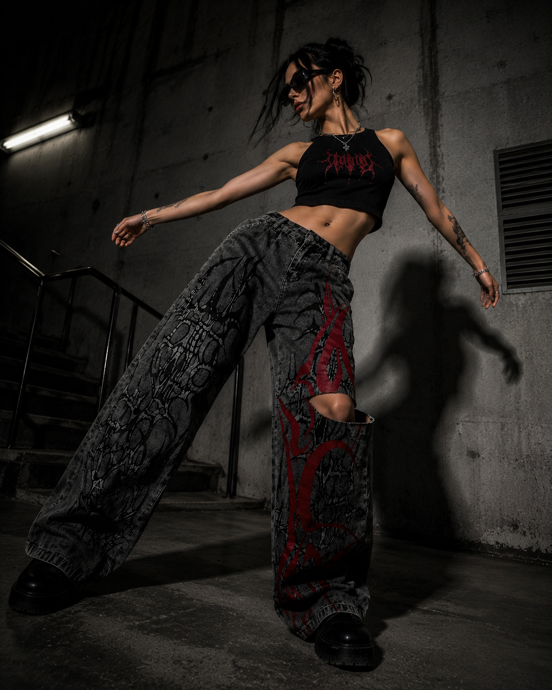 Sj Crimson Chaos Split-Leg Denim Jeans